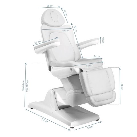 Fotel kosmetyczny elektr. Azzurro 870 3 siln. biały Fotel kosmetyczny elektr. Azzurro 870 3 siln. biały