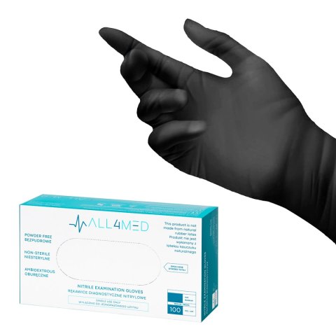 All4med jednorazowe rękawice diagnostyczne nitrylowe czarne XL All4med jednorazowe rękawice diagnostyczne nitrylowe czarne XL