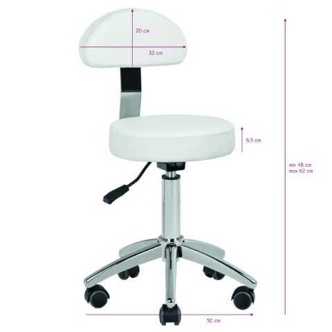Taboret kosmetyczny AM-304 biały Taboret kosmetyczny AM-304 biały