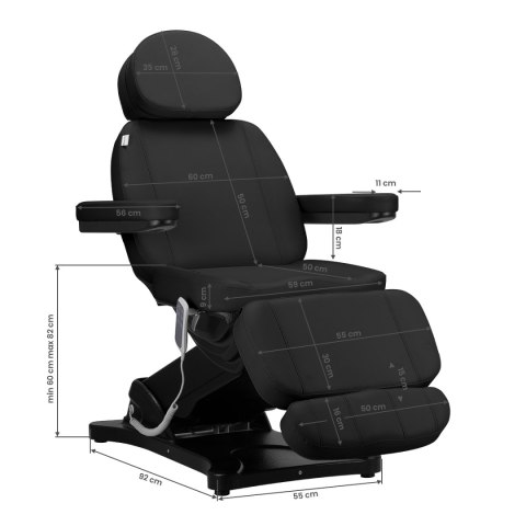 Elektryczny fotel kosmetyczny SILLON CLASSIC 3 silniki czarny Elektryczny fotel kosmetyczny SILLON CLASSIC 3 silniki czarny