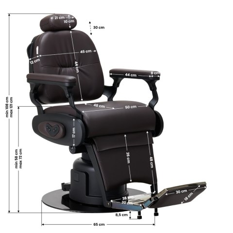 Fotel Barberski elektryczny Gabbiano Duke Brązowy Fotel Barberski elektryczny Gabbiano Duke Brązowy
