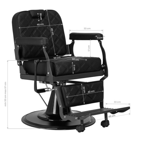 Fotel Barberski Carlos Czarny Fotel Barberski Carlos Czarny