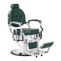 Gabbiano fotel barberski President Zielony z chromowaną ramą