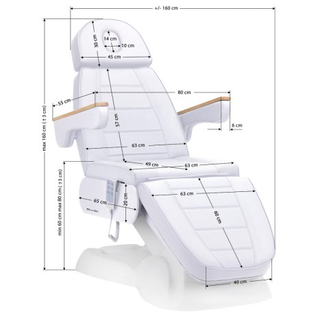 Fotel kosmetyczny elektryczny Sillon Lux 3 silniki zimna biel Fotel kosmetyczny elektryczny Sillon Lux 3 silniki zimna biel