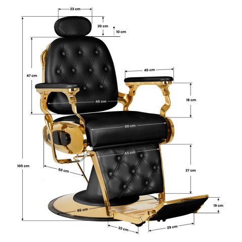 Gabbiano fotel barberski Francesco Gold czarny